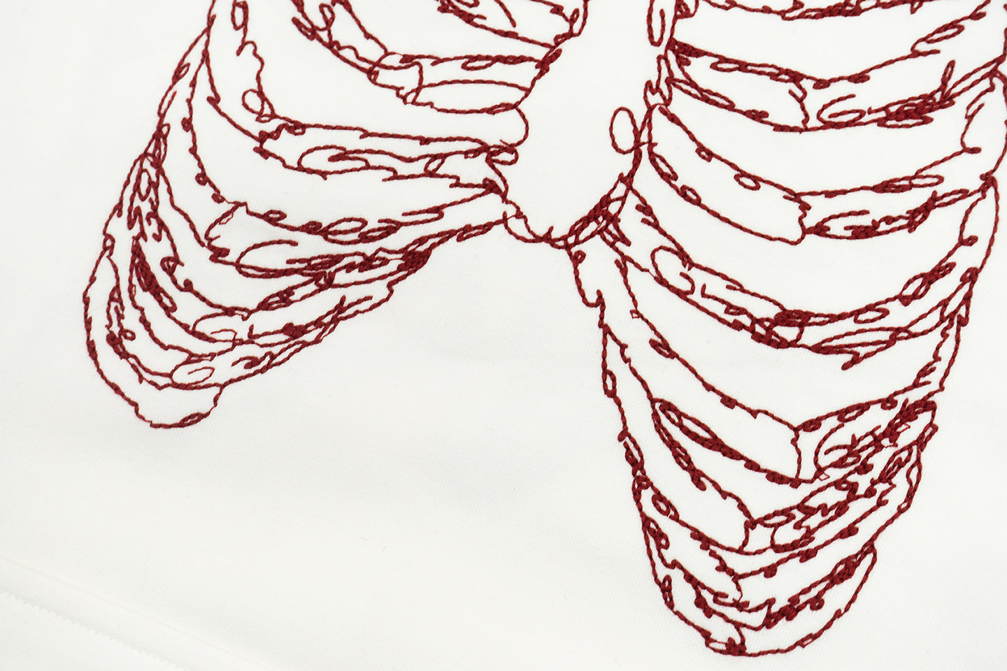 GRAF&WU Skeleton Rib Cage Embroidery Oversized Streetwear Hoodie
