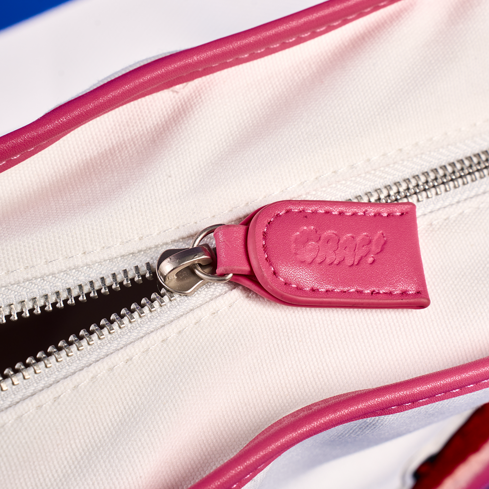 GRAF&WU Angel Devil Chenille Embroidery Oversized Canvas Tote Bag