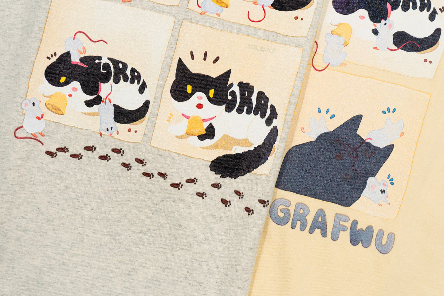 GRAF&WU Giraffe Fable Cow Cat and Bell Streetwear Thin Cool Feeling fabric T-Shirt