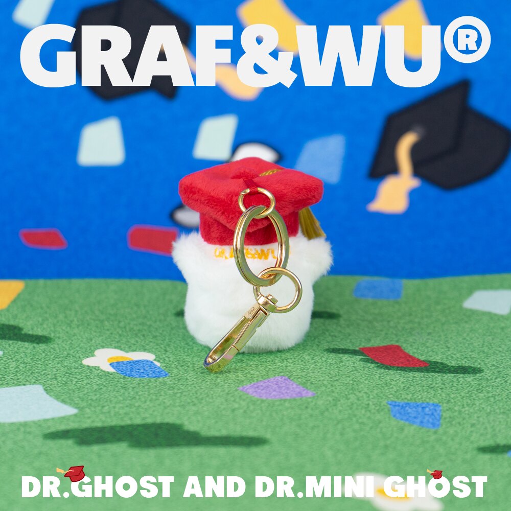GRAF&WU Graduate Cute Ghost Doll Bag Charm Collectible Graduation Gift