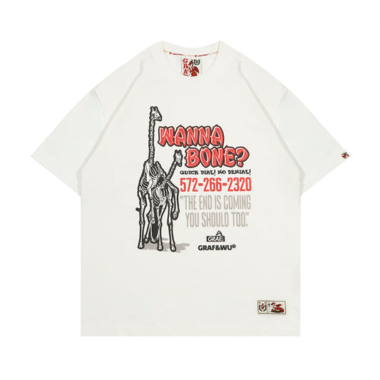 GRAFWU Giraffe Skeleton Hip-Hop T-Shirts