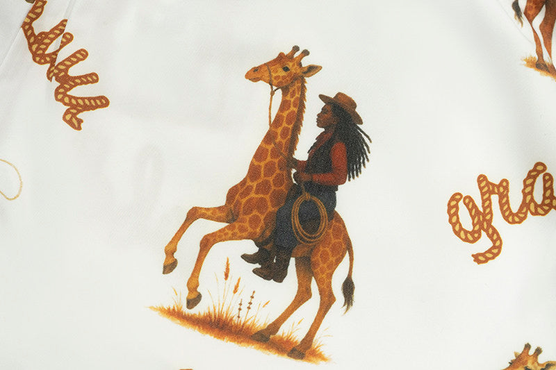 GRAF&WU Western Cowboy Giraffe Print Comfortable Shorts