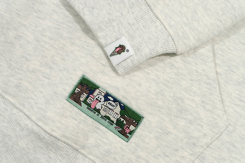 GRAF&WU Sweet Anatomy Cute Ghost Velcro Zip up Boxy Hoodie