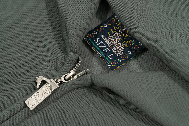 GRAF&WU Vintage Doberman Print Fleece Zip-Up Hoodie