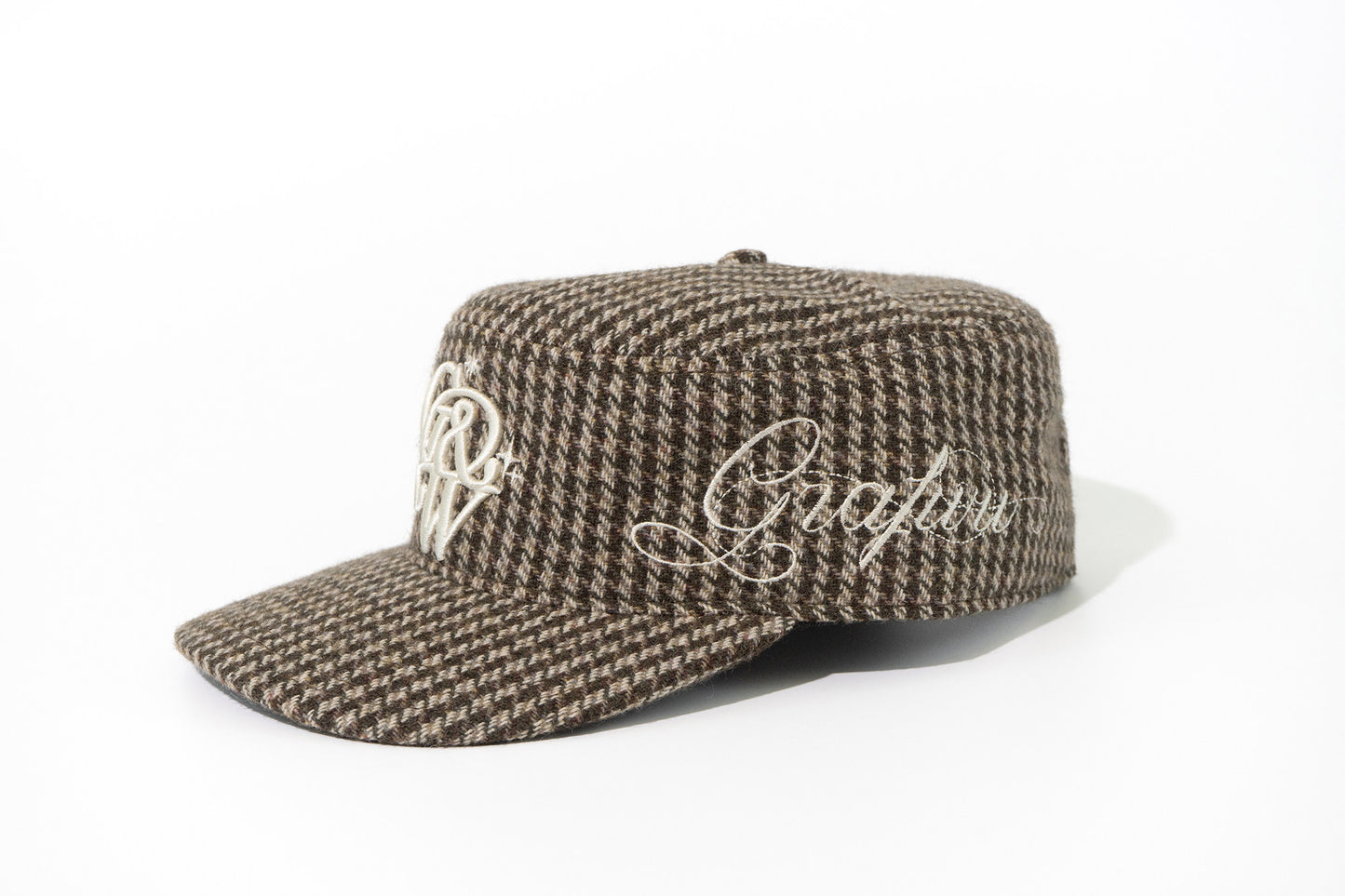 GRAF&WU Houndstooth Design Green Plant Embroidery Streetwear Cap