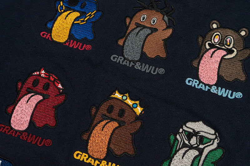 GRAF&WU Old School 12 Rap Ghost Embroidered Hoodie