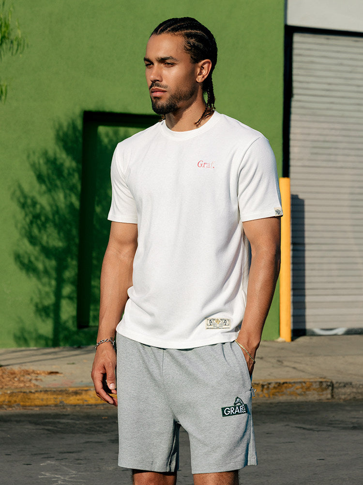GRAF&WU Brand Letter Embroidered Graphic Tee Unisex Oversized Streetwear