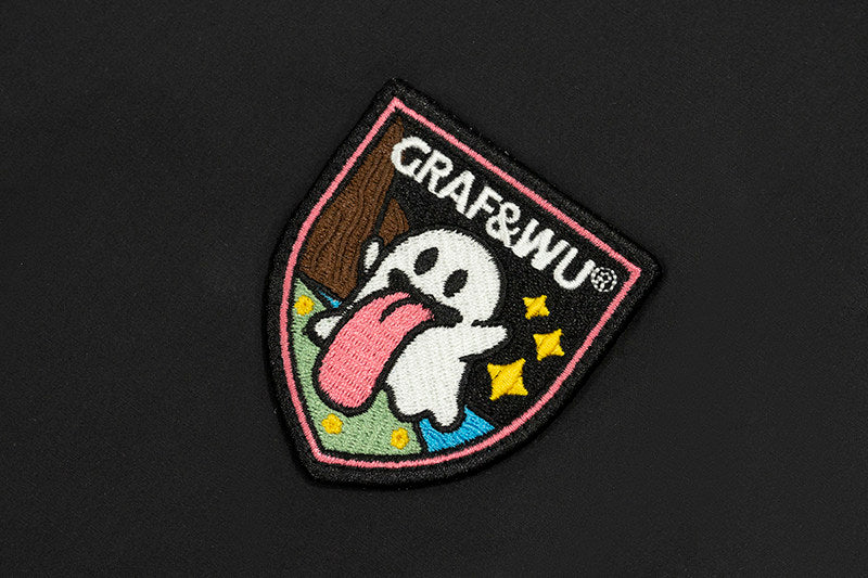 GRAF&WU Fun Button Embroidered Patch Vacation Polo T-shirt