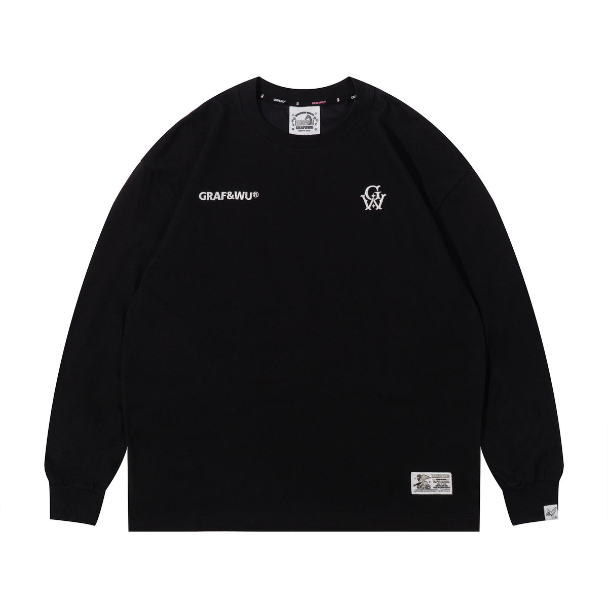 GRAF&WU Embroidered Loose-Fit Cotton Long Sleeve Tee