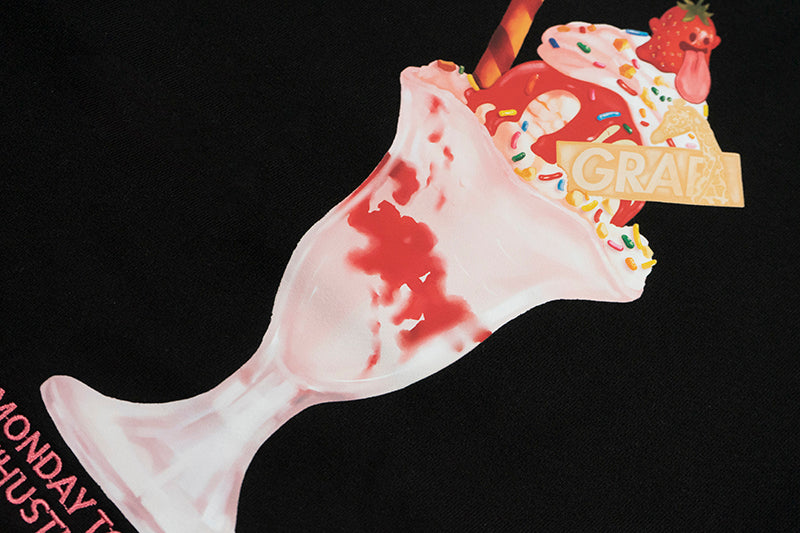 GRAF&WU Strawberry Cherry Sundae Cute Ghost Giraffe Street Hoodie