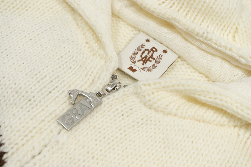 GRAF&WU Giraffe Logo Sweater Knit Zip-Up Coat - Premium Streetwear