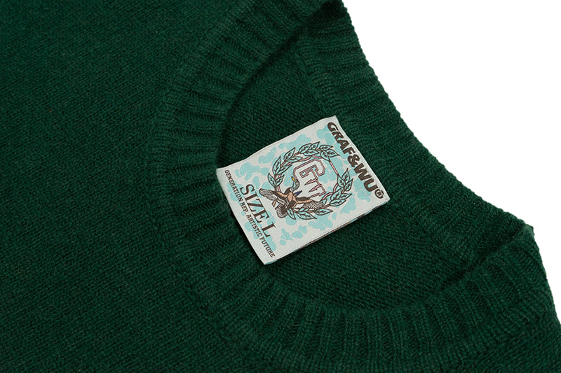 GRAF&WU 100% Goat Wool Cherry Embroidery Warm Knitted Sweater