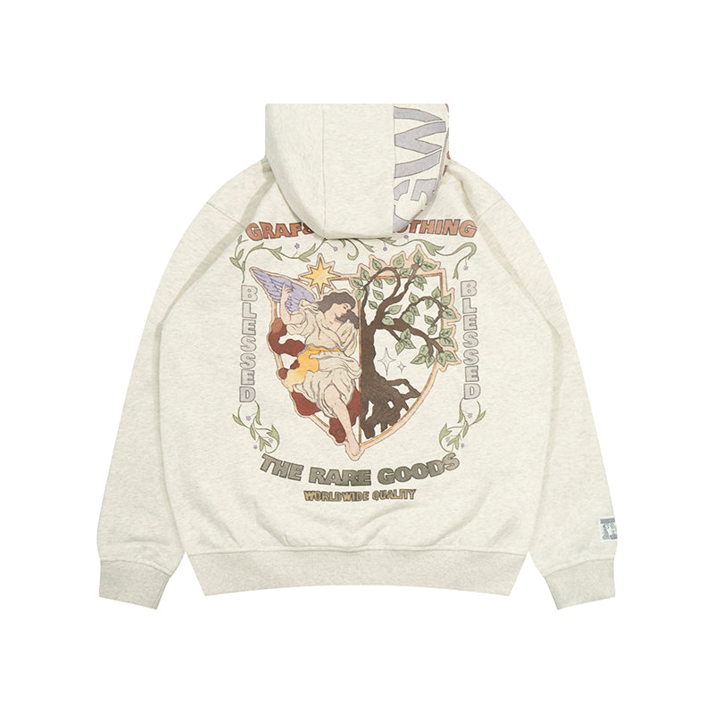 GRAF&WU AK47 Angel Goddess Blessing Floral Fleece Hoodie