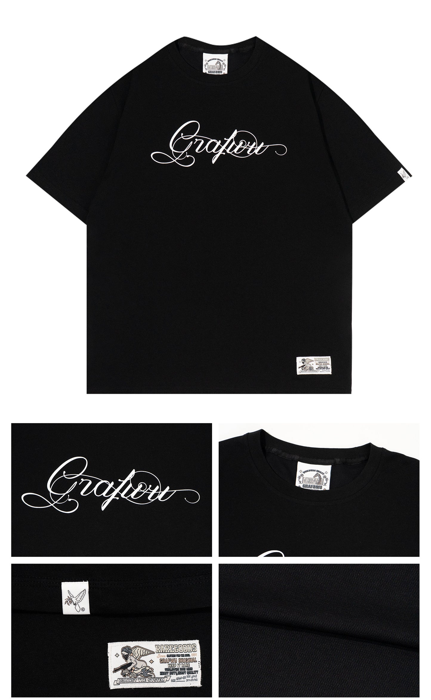 GRAF&WU Letter Print Quick-Drying Cool Feeling Cotton Cozy T-shirt