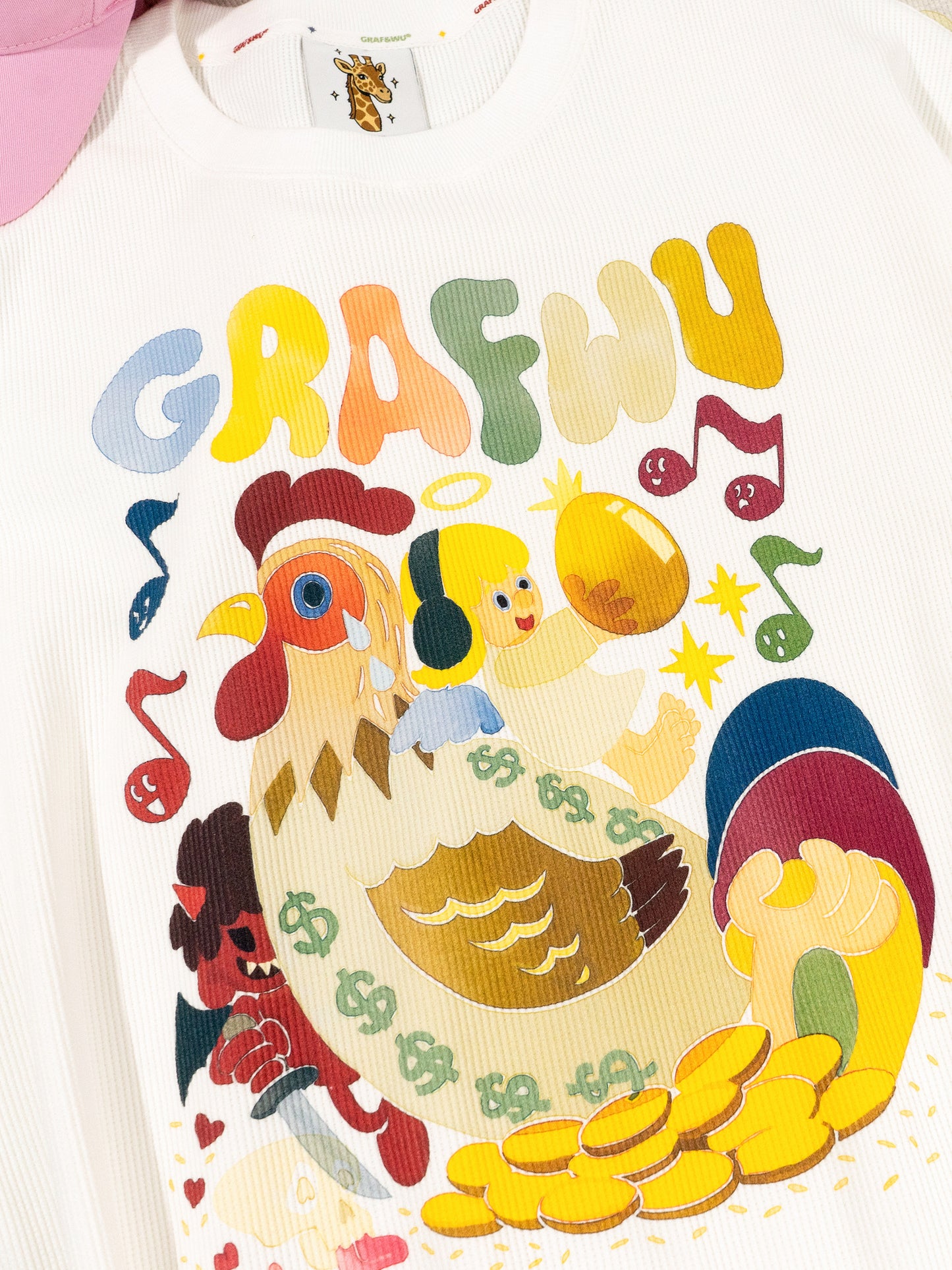 GRAF&WU Giraffe Fable Killing the Egg-Laying Goose Streetwear Casual T-Shirt