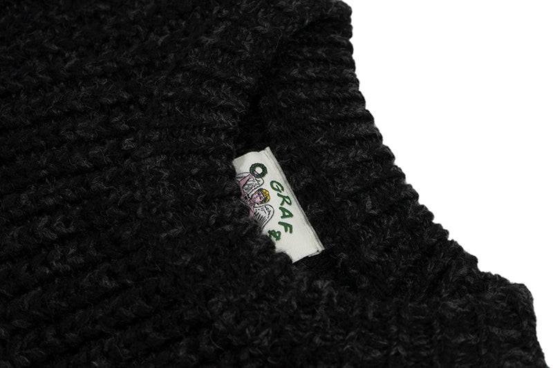 GRAF&WU Duck Couples Embroidered Badge Knitted Cable Knit Thick Sweater