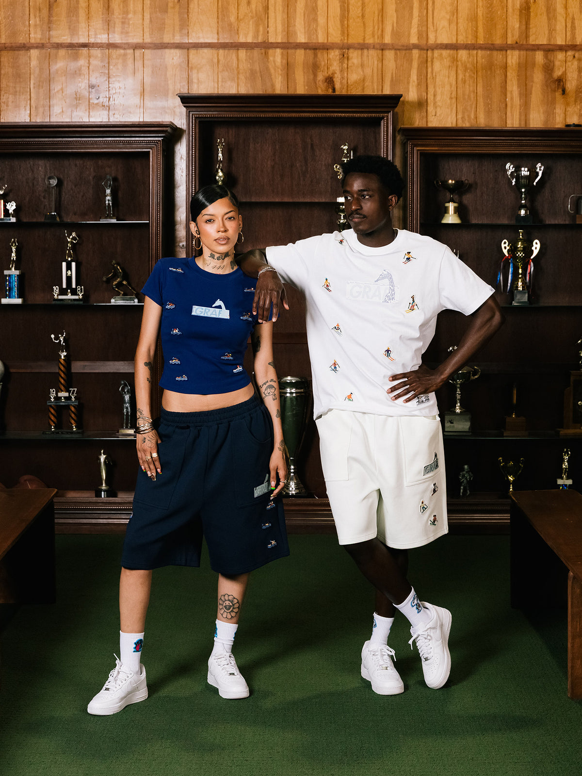 GRAF&WU Mini Athletic Giraffe Embroidered Shorts