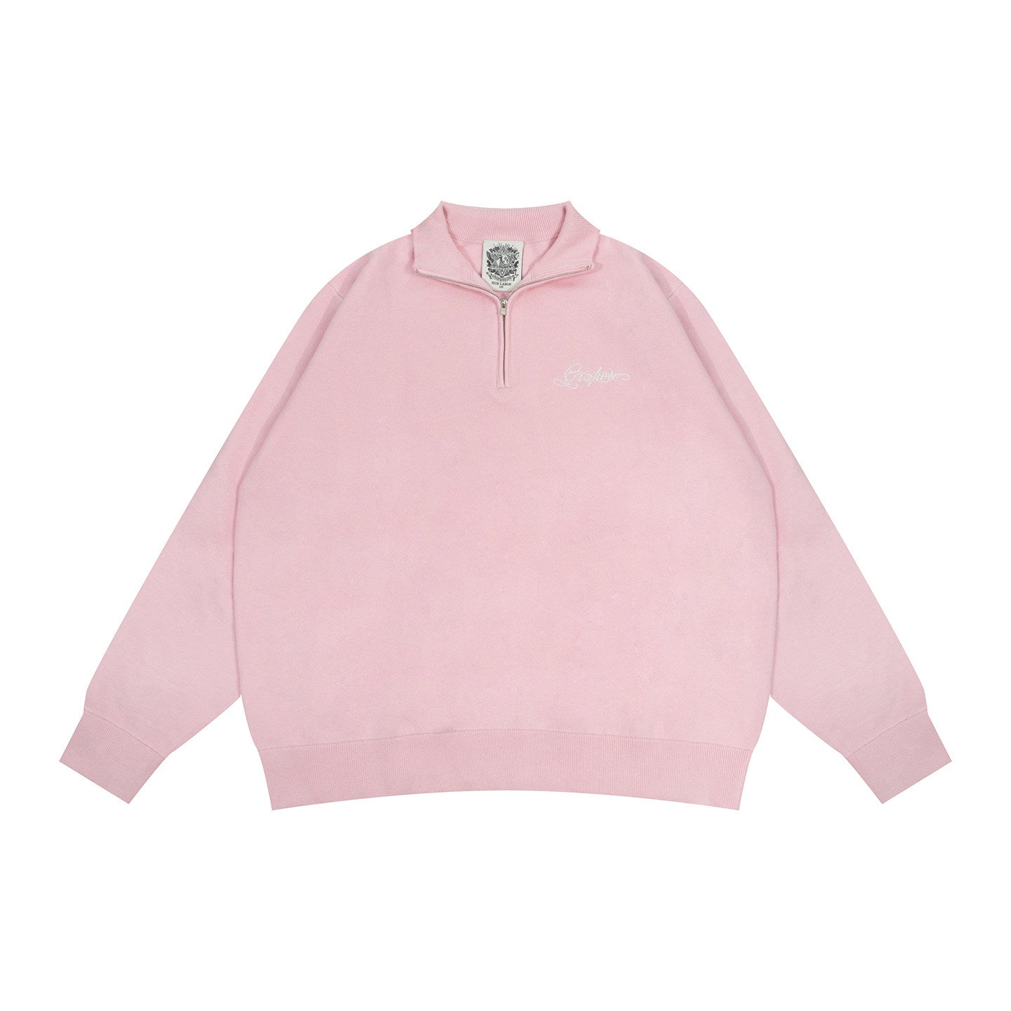 GRAF&WU Letter Embroidery Half-Zip Polo Collar Sweater