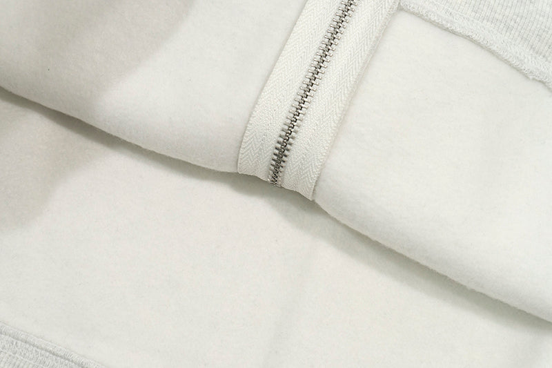 GRAF&WU Sweet Anatomy Cute Ghost Velcro Zip up Boxy Hoodie