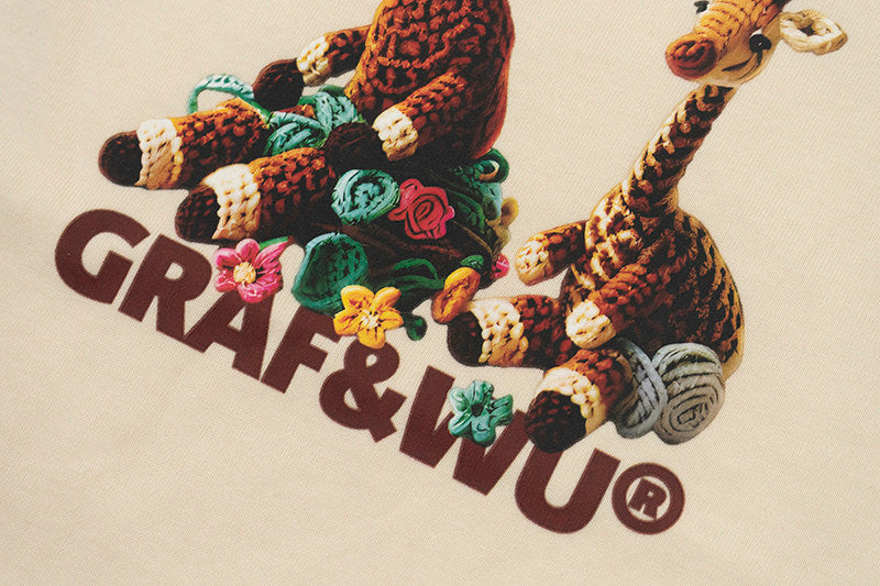 GRAF&WU Handmade Crocheted Giraffe Doll Design Cotton T-Shirt