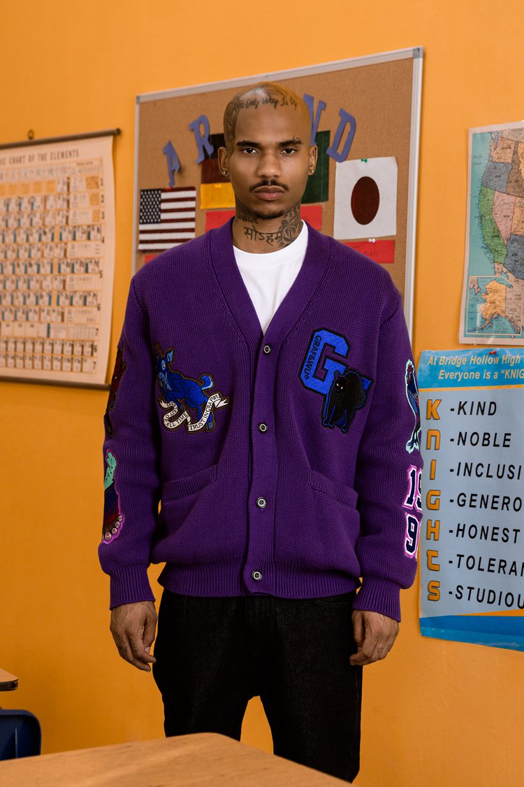 GRAF&WU Devil Two-Headed Sheep Emblem Knitted Sweater