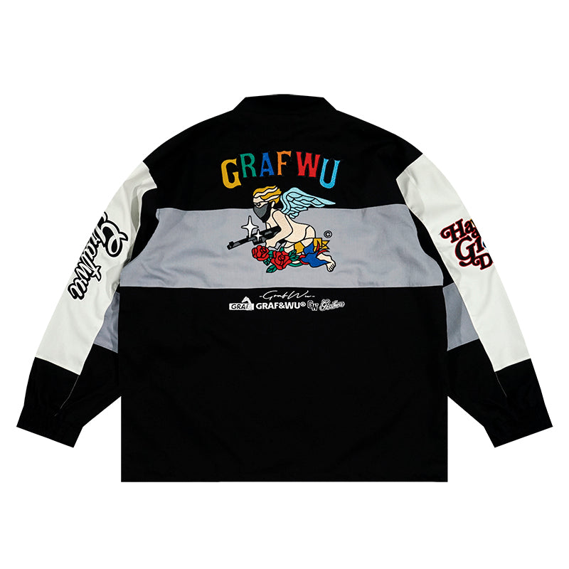 GRAF&WU Angel Giraffe Goddess Embroidered Design Sports Jacket