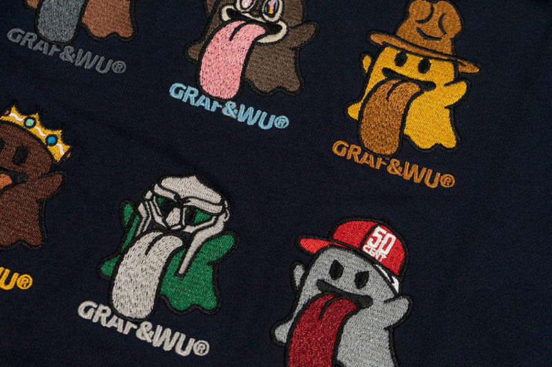 GRAF&WU Old School 12 Rap Ghost Embroidered Hoodie