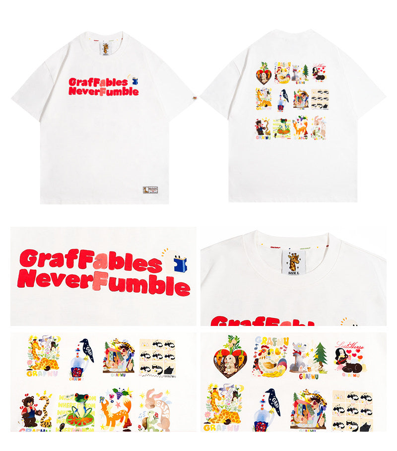 GRAF&WU 12 Giraffe Fables Art T-shirt Digital Inkjet Print Cotton Tee