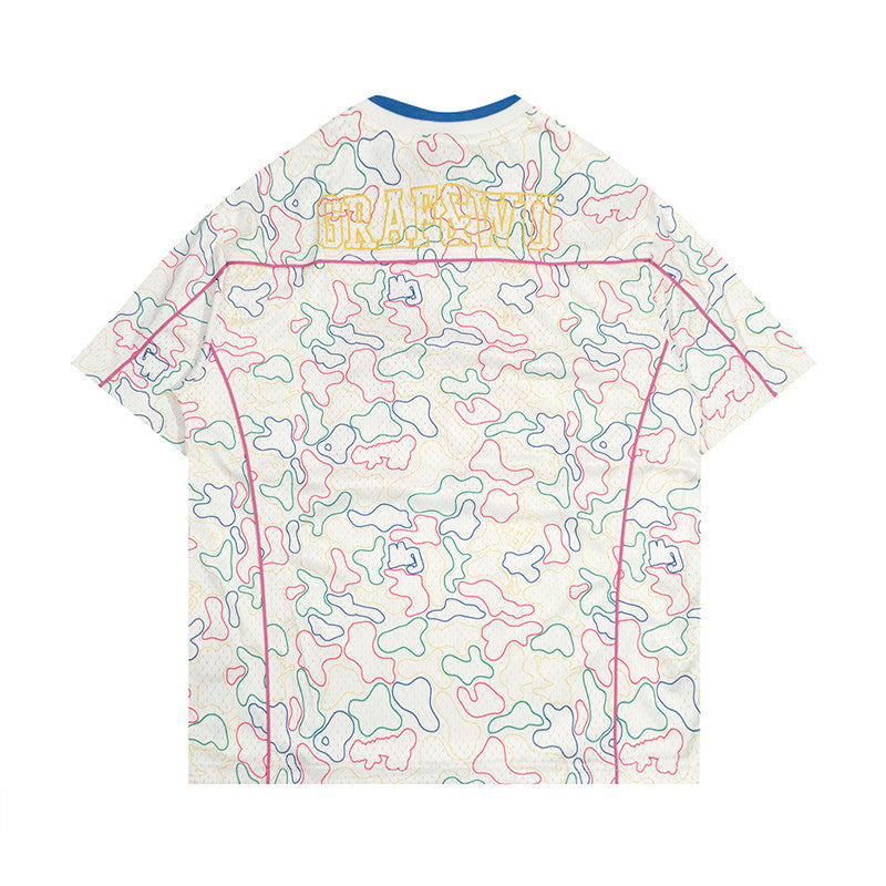 GRAF&WU No.24 Embroidered Mesh Street Camouflage Loose Short-sleeved Jersey