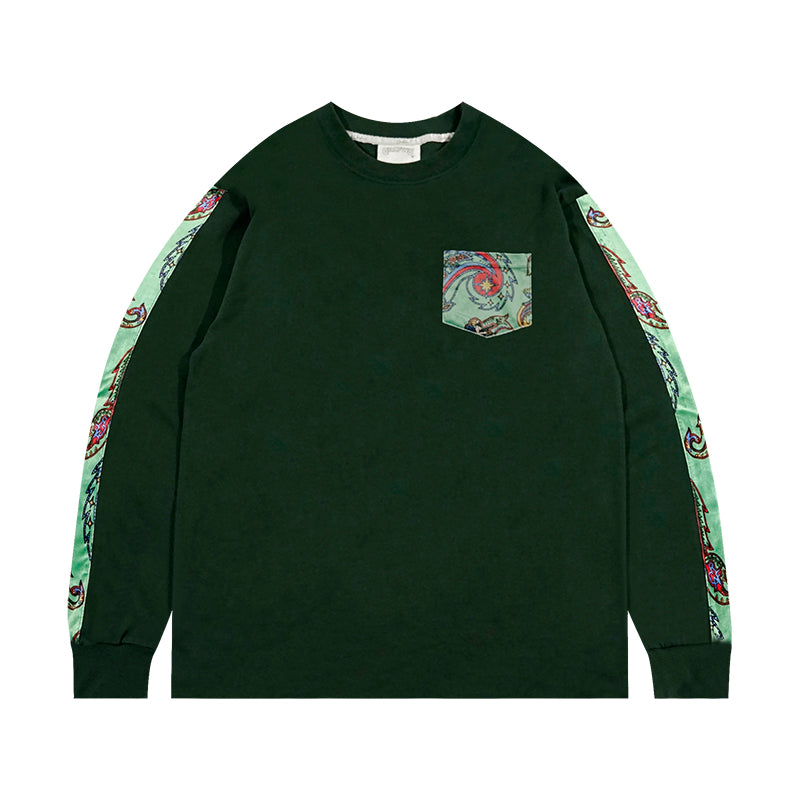 GRAF&WU Paisley Velvet Patchwork Pattern Long-Sleeve Shirt