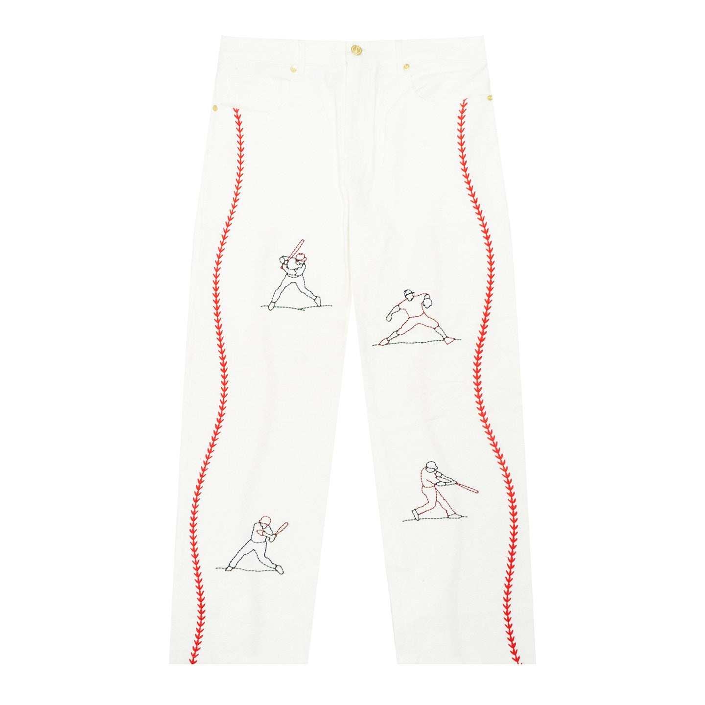 GRAF&WU Baseball Figure Handmade Embroidered Fashion Pants