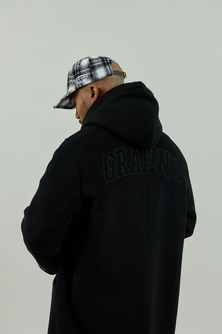 GRAF&WU Embroidered Wool Blend Thick Coat Baseball Jacket
