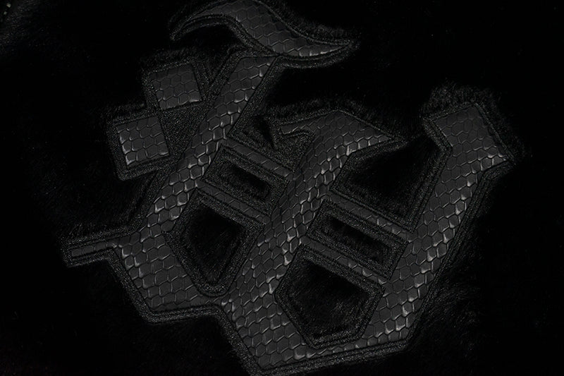 GRAF&WU Snakeskin Patch Embroidery Logo Faux Fur Jacket - Luxury Streetwear Coat