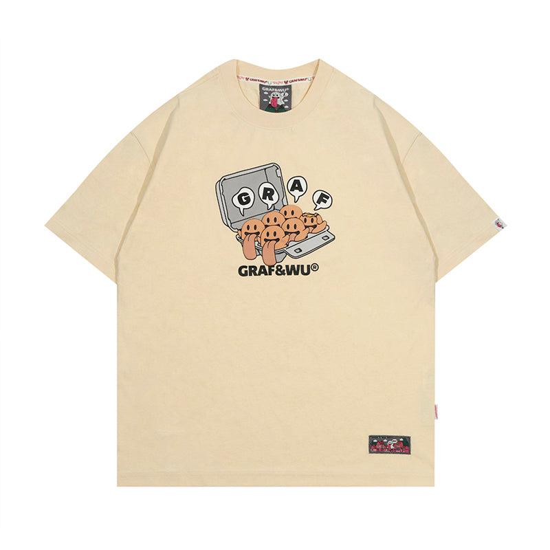GRAFWU Interesting Egg Cute Ghost T-Shirts