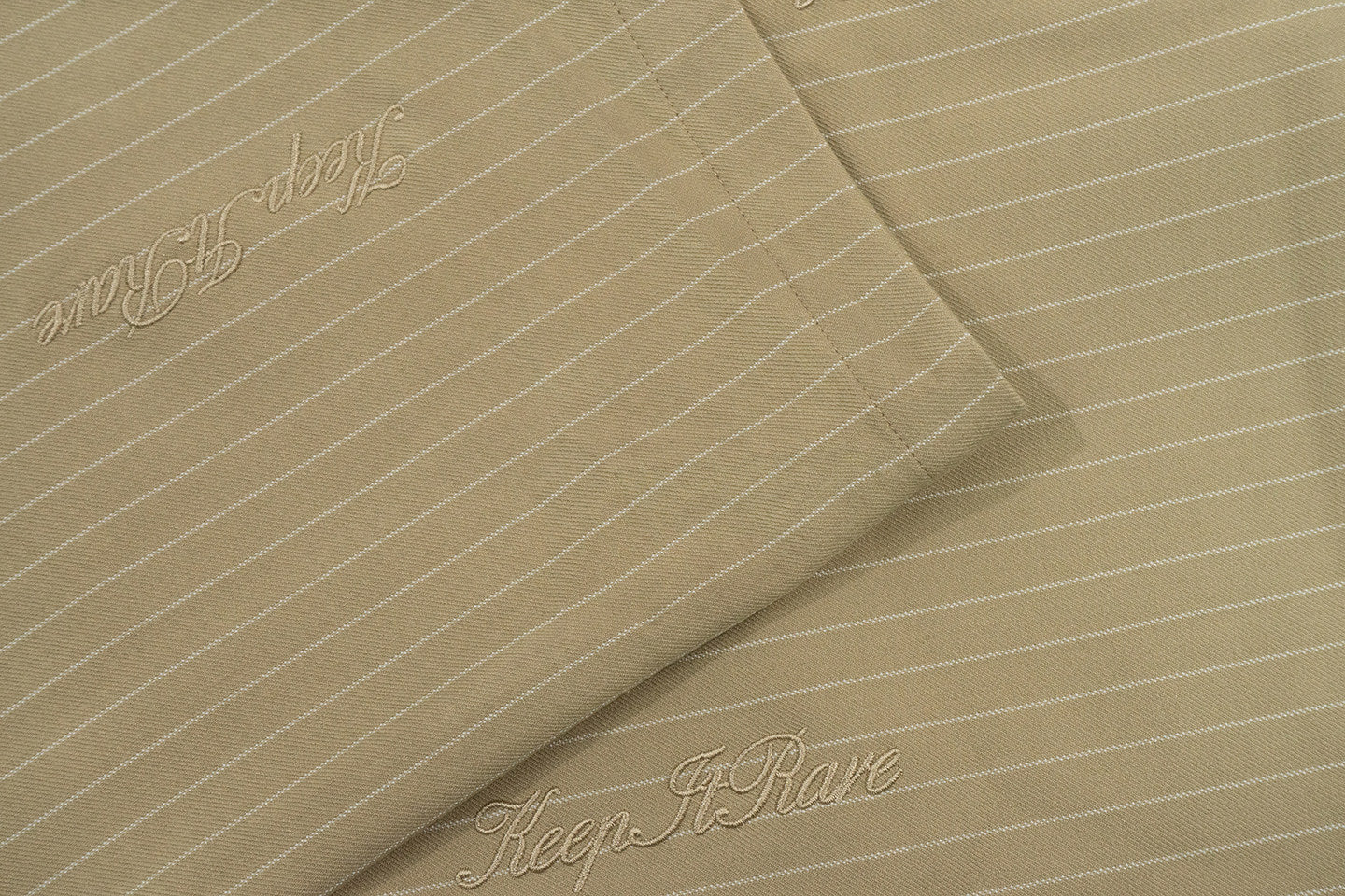 GRAF&WU Khaki Pinstripe Relaxed Fit Casual Trousers Unisex