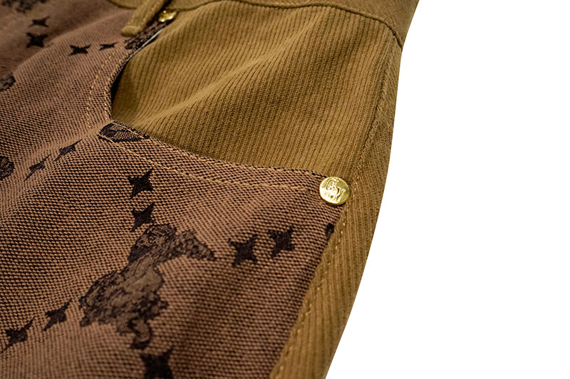 GRAF&WU Fashion Spliced Canvas Workwear Loose Trousers