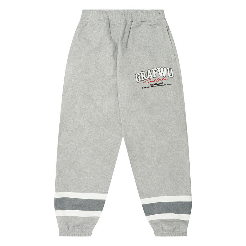 GRAF&WU Fashion Letter Embroidered Fleece Sweatpants