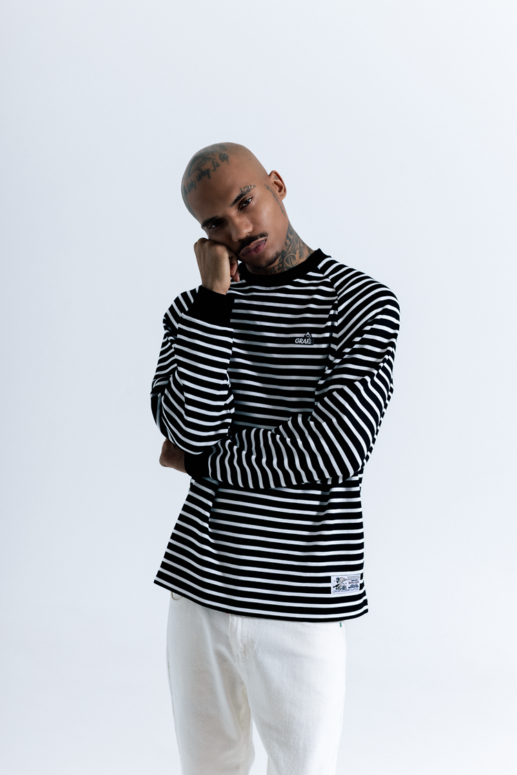 GRAF& WU Metal Giraffe Logo Streetwear Striped Long-Sleeve Shirt