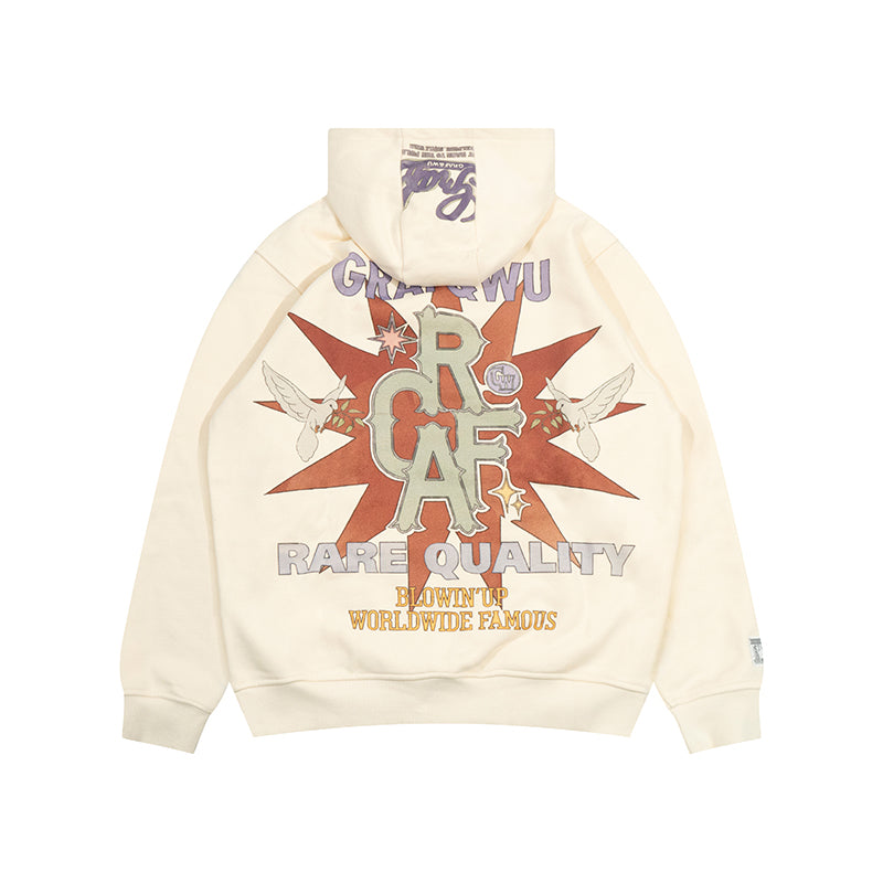 GRAF&WU Peace Dove Giraffe Flower Brass Button Fleece Hoodie