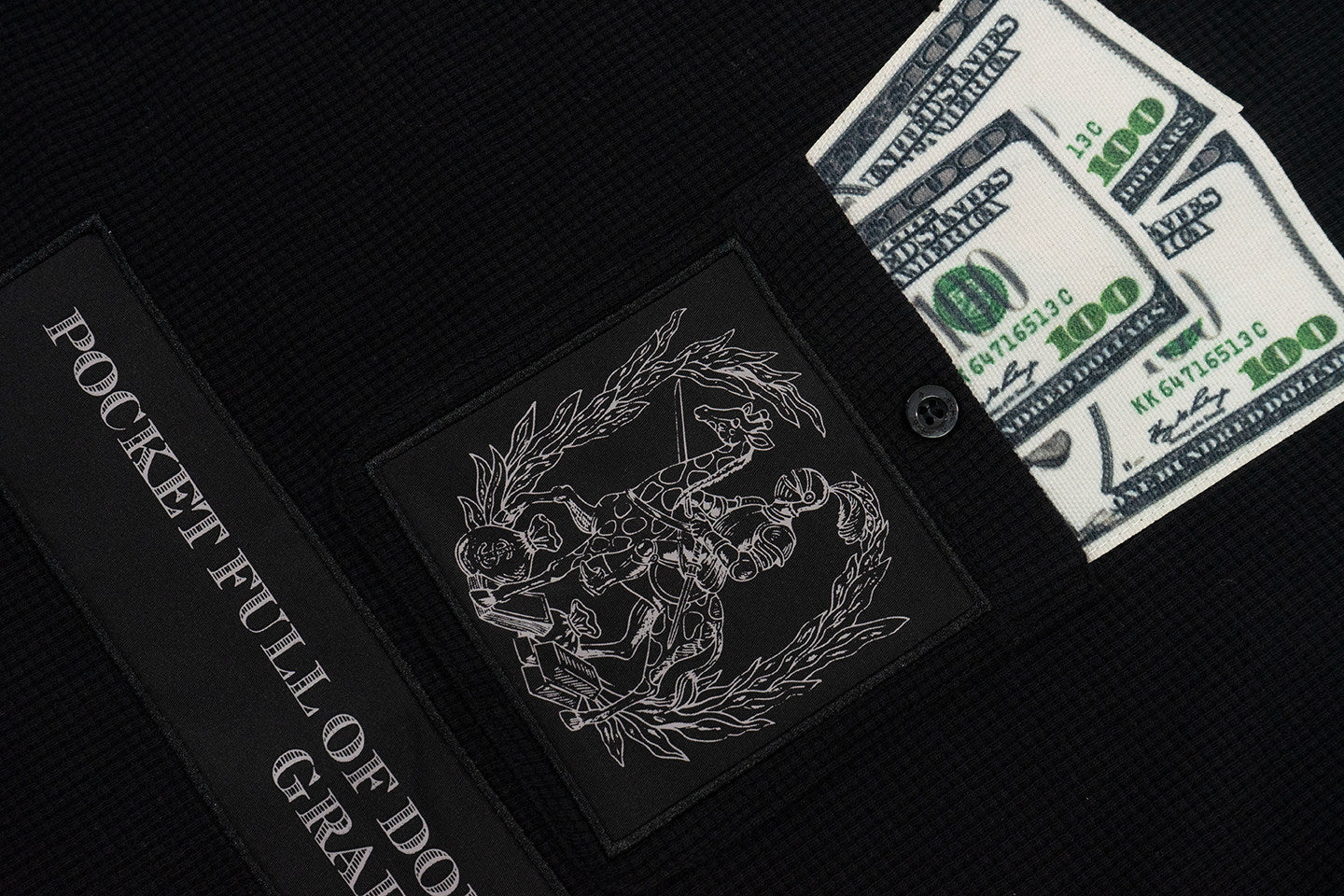 GRAF&WU Paid In Full Giraffe Knight Embroidered Waffle Long Sleeve