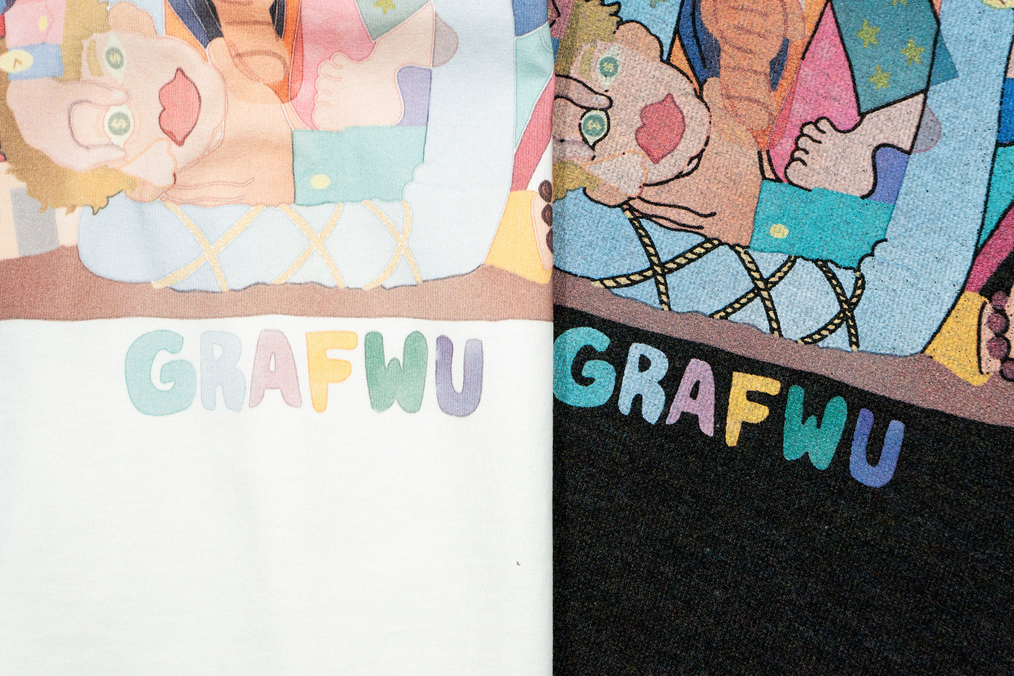 GRAF&WU Giraffe Fable Greed and Jealousy Abstract Streetwear Ice Silk Fabric T-Shirt