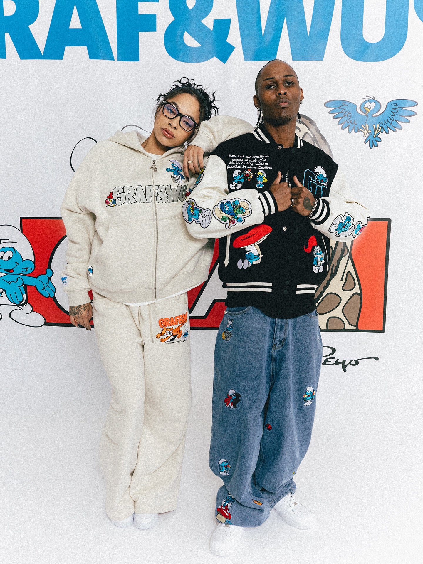 GRAF X SMURF Rabbit Robot Character Graphic Zip-up Fleece Hoodie