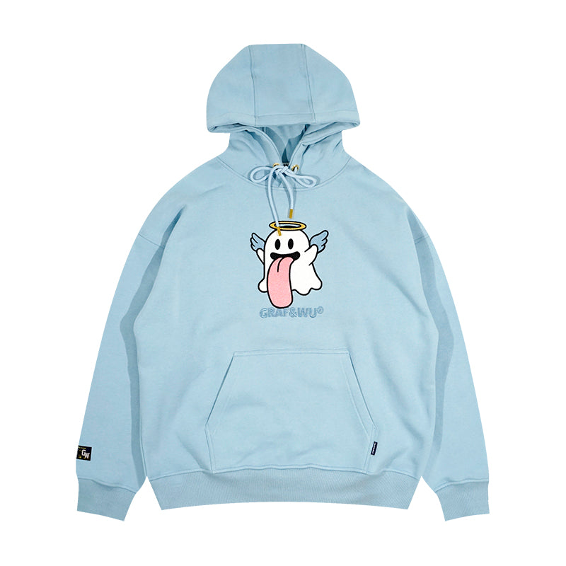 GRAF&WU BooGhost "Angel & Demon" Cute Loose-Fit Fleece American Sweatshirt Hoodie