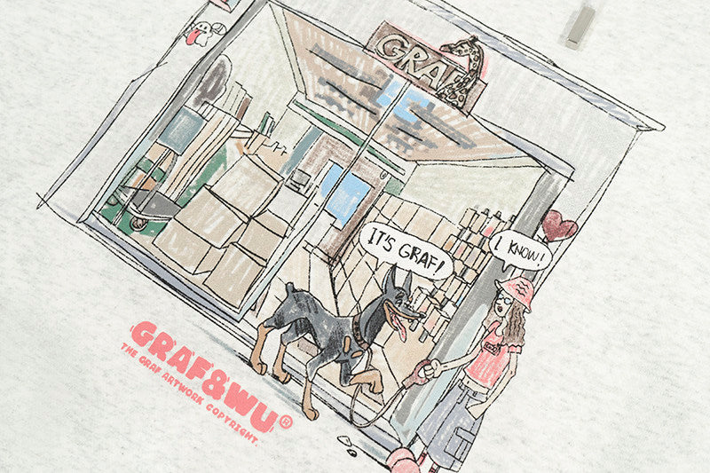 GRAF&WU Doberman Ask Cute Ghost Store Story Hoodie Street Sweatshirt