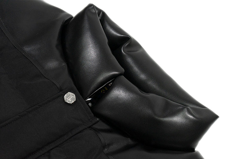 GRAF&WU Metal AK47 Angel Deer Logo PU Leather Collar Down Jacket