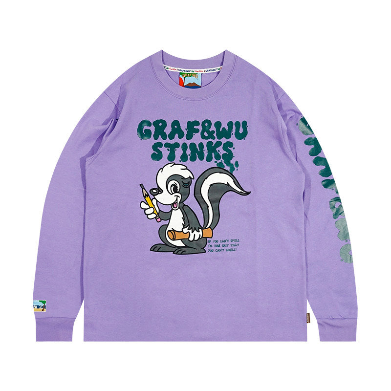 GRAF&WU Stink Writer Skunk Write Lyrics Long-sleeved T-shirt