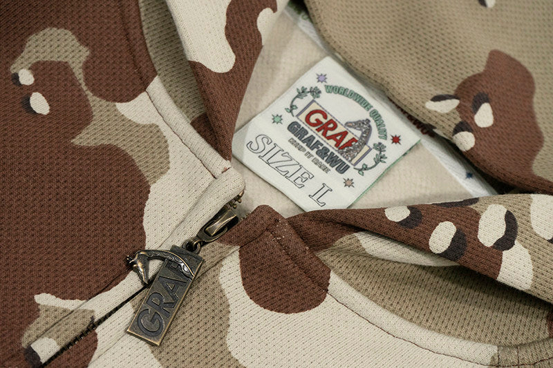 GRAF&WU AK47 Angel Desert Camouflage Streetwear Short Zip-up Hoodie