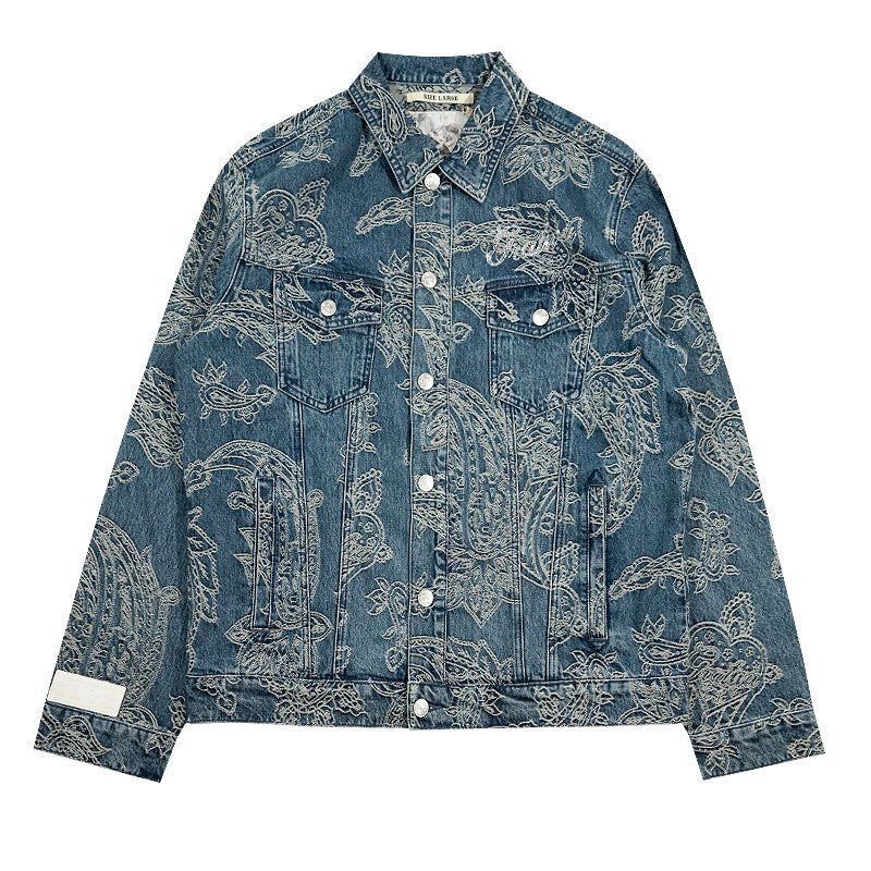 GRAF&WU Paisley Pattern Fashion Denim Jacket