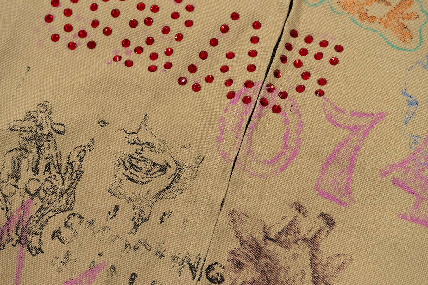 GRAF&WU Leather Collar Harrington Graffiti Vintage Jacket