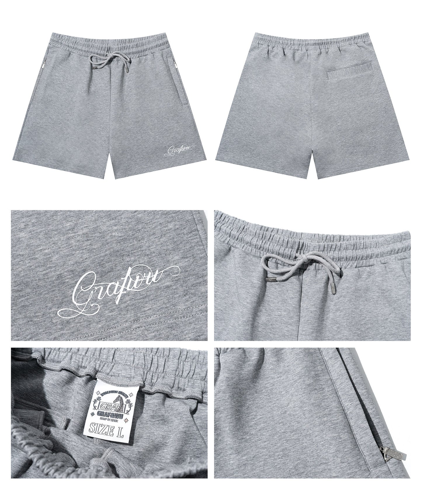 GRAF&WU Letter Print Quick-Drying Cooling Cotton Comfort Shorts